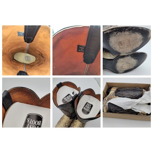 Dan Post Boots Mens Size 11 D Tan Black Western Cowboy Python Snakeskin DP3036 - Picture 16 of 16